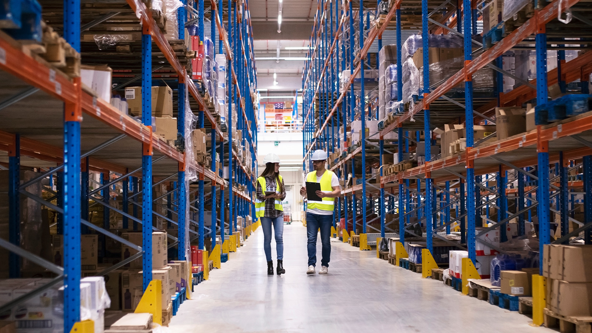 Fully loaded Emrack Pallet Racking system