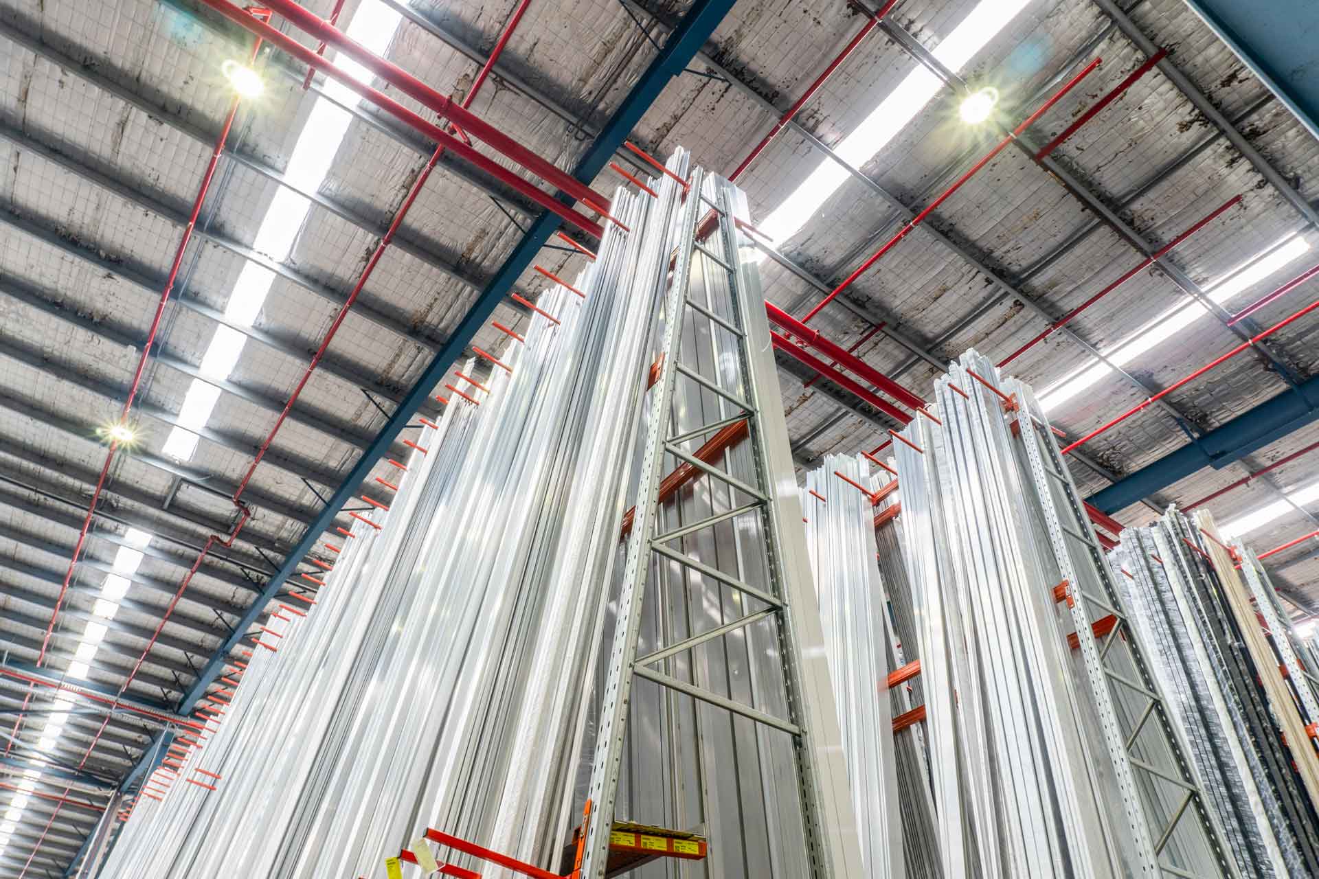 A-frame Racking for aluminium extrusions at the Capral Huntingwood facility