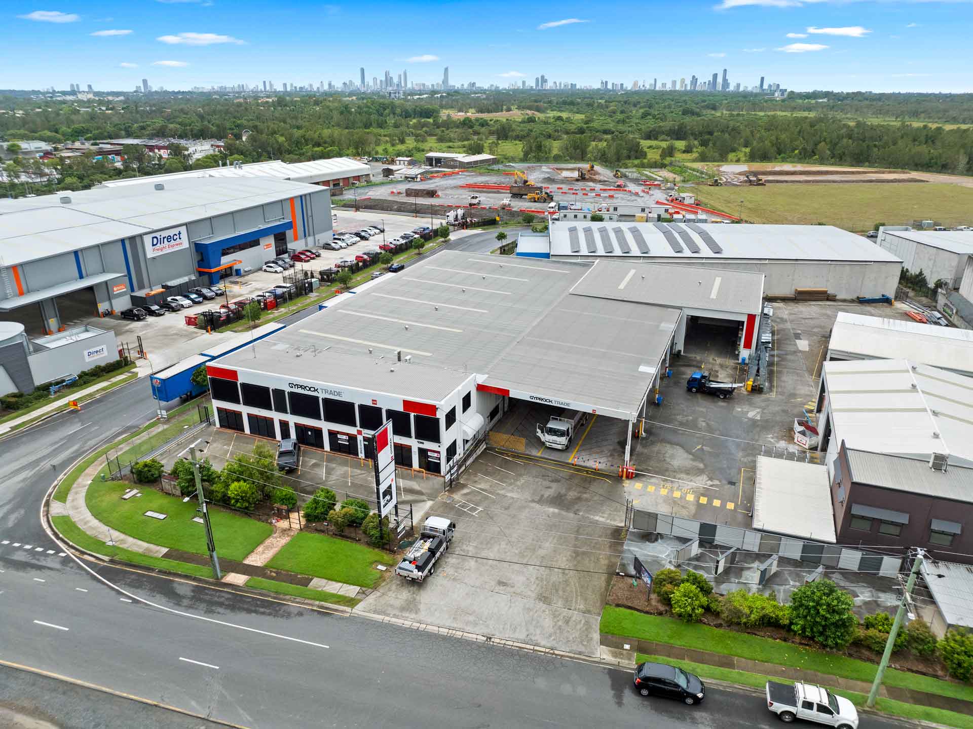 Aerial shot of CSR Gyprock Trade site in Carrara, Queensland