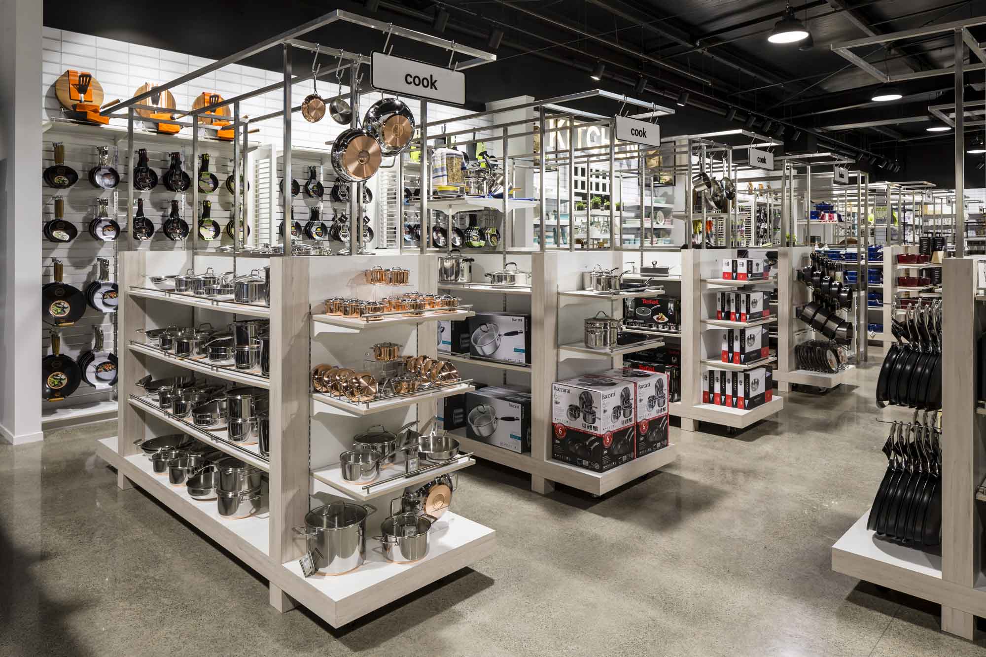 High End Gondola Shelving system in department store environment